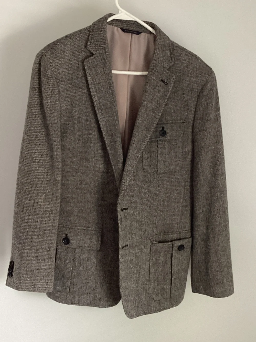 Banana Republic Men's Gray Herringbone Wool-Blend Blazer